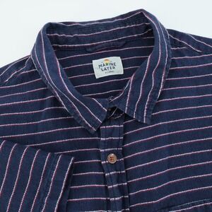 Marine Layer Mens XL X Large Short Sleeve Striped Button‎ Up Shirt